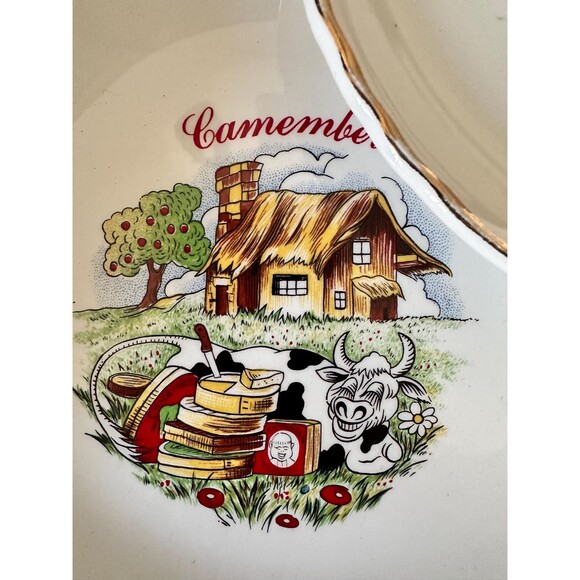 Moulin des Loups Cheese Plates, 5, Illustrated, 1950s, French Country Home Decor - Picture 5 of 8
